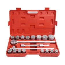 21pc SAE 3/4" Drive Socket Set w Storage Case Jumbo Ratchet Wrench Extension NEW