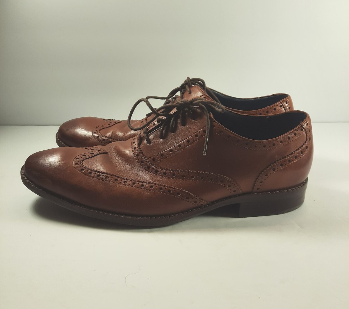 Cole Haan Wayne Mens 11 M Wingtip Oxford Shoes British Tan  display picture 1