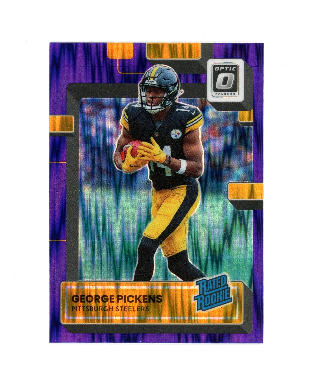GEORGE PICKENS 2022 Panini Donruss Optic Purple Shock Rc 223 Pittsburgh Steelers