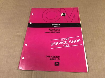 Vintage John Deere 930 Series Roller Harrows Operator's Manual, OM-A26259-L3