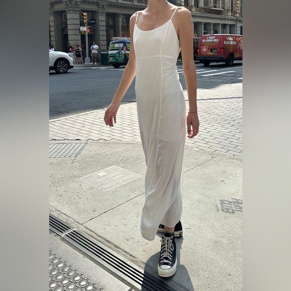 Brandy melville white Colleen slip dress with Tie Barely Worn eBay