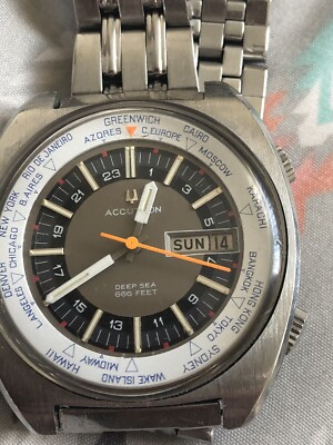 Rare Vintage BULOVA ACCUTRON WORLD TIME DEEP SEA 666 DIVE WATCH, 10% OFF