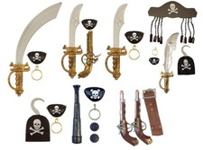 Pirate Weapons Accessories Sword Cutlass Eyepatch Earring Guns Fancy Dress