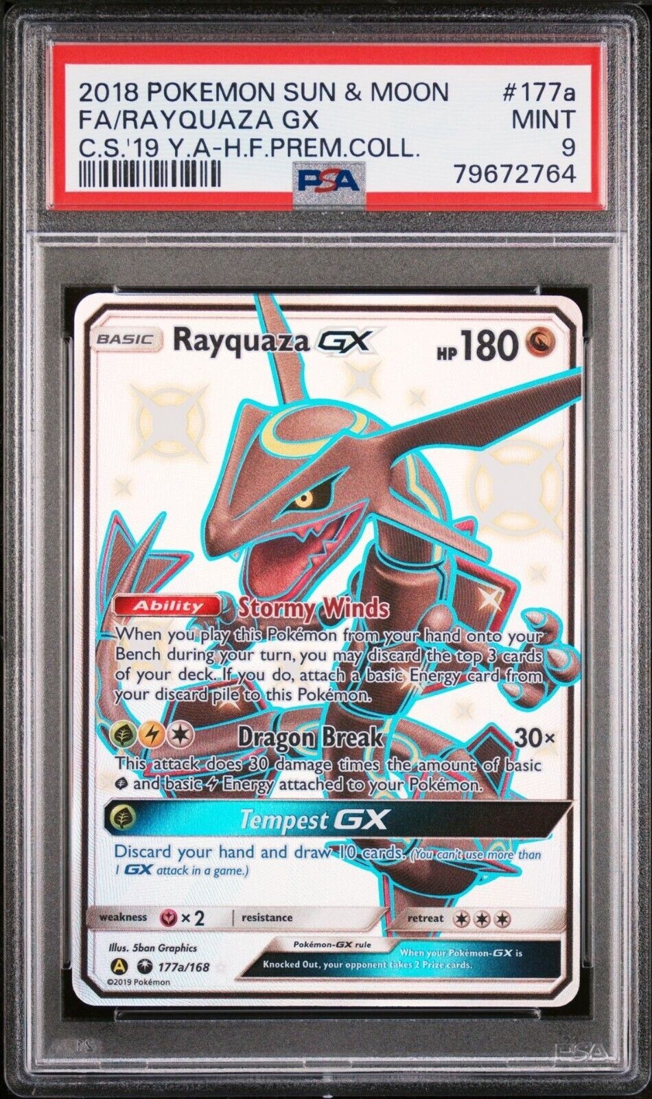 SHINY FULL ART Rayquaza GX 177a/168 ULTRA RARE Alternate Hidden Fates  Pokemon LP 