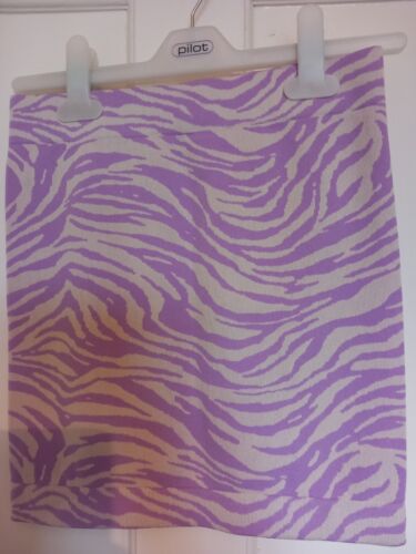 Ladies/girls Lilac And White Elasticated Mini Skirt Size Small