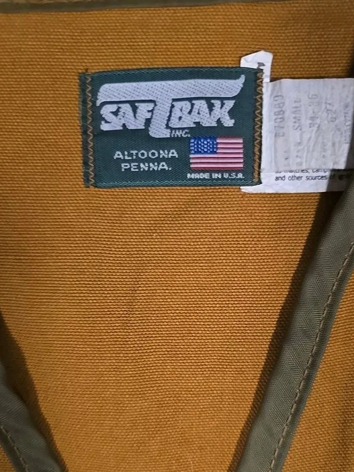 VTG SAFTBAK Hunting Vest Men's Small Back Pouch Padded Shoulder Made In USA - Image 3 of 4