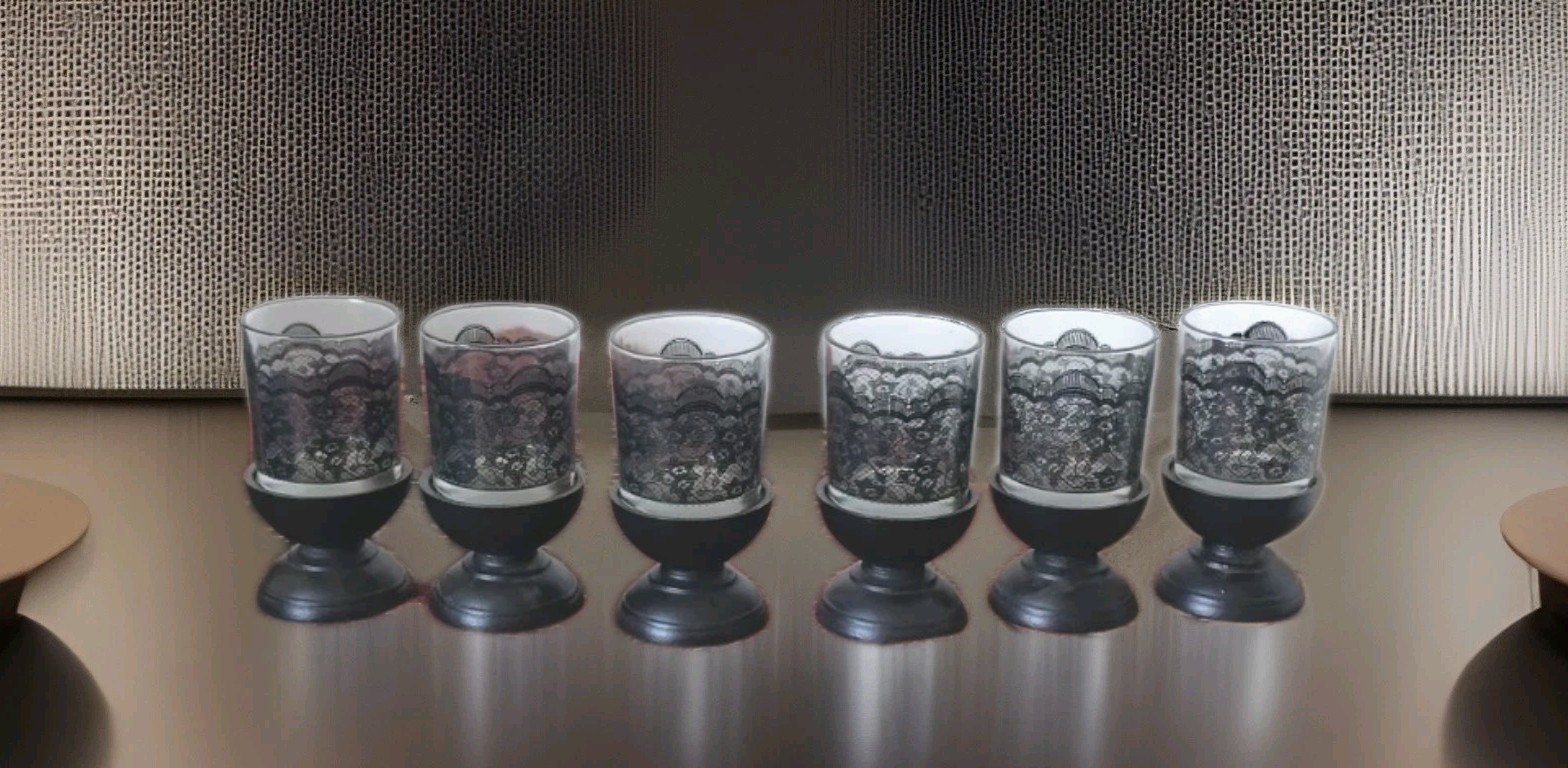 S W/wood Base Stands Set Of 6