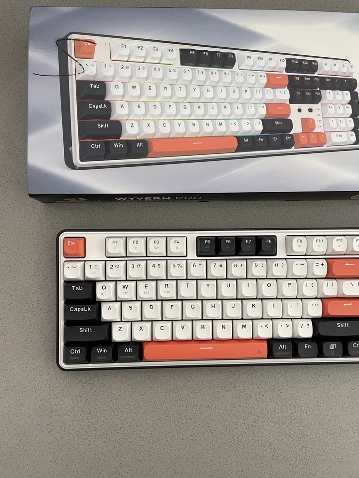 K689 PRO Wireless Gasket RGB Gaming Keyboard, 108 Keys, White + Black + Orange - Image 3 of 4