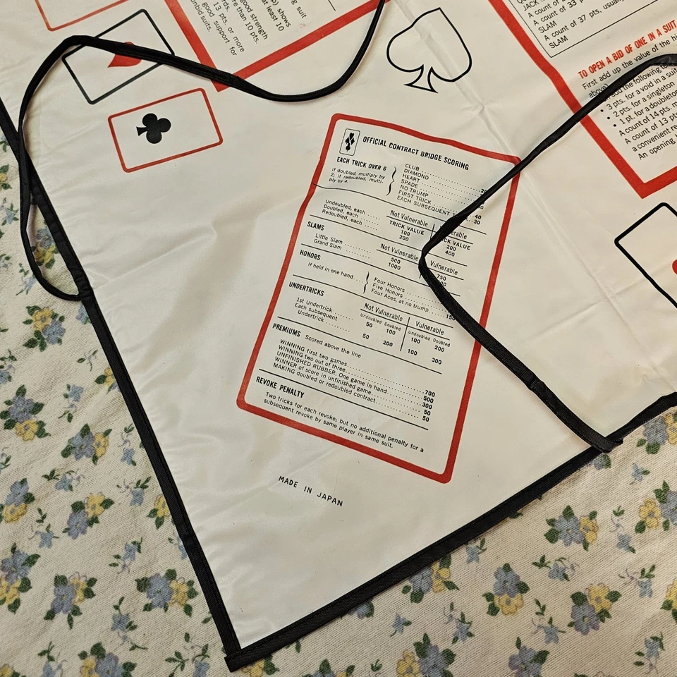 Vintage Vinyl Bridge Card Table Cover 4 Player Card Games 35" x 36" With Ties - Image 2 of 4