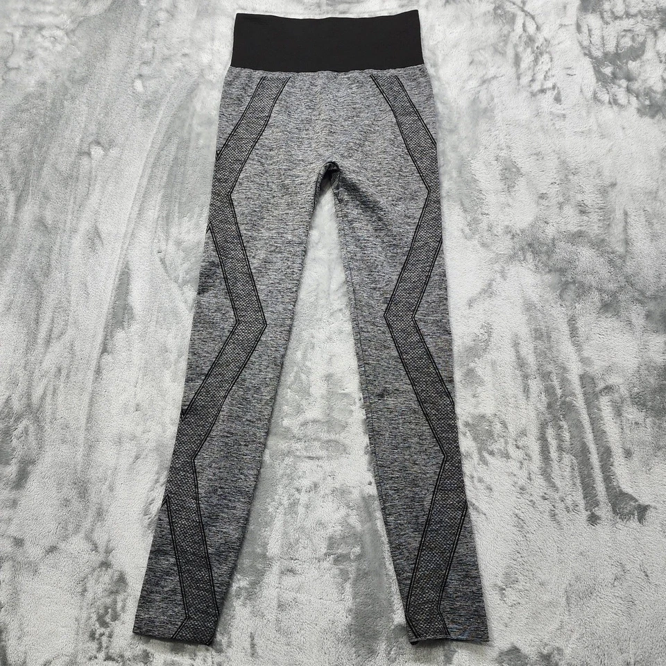 Nuevo Mixto Leggings Mujer Talla Única OS Gris Negro Zig Zag Sin Costuras Cintura Alta Tobillo Foto 2 de 4