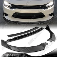 For 15-23 Dodge Charger SRT-Style Unpainted BLK Front Bumper Lip Bodykit Spoiler
