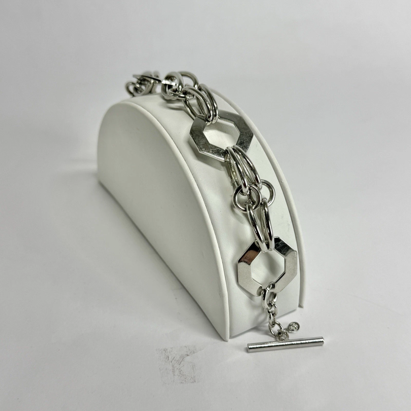 PREMIER DESIGNS Octagon Chain Link Silver Tone Vintage Bracelet Jewelry Br189
