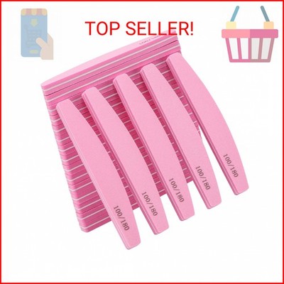 20 Pack Nail Buffers 100/180 Grit Double Sided Nail Sanding Block File Pink