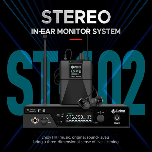 Stereo in-Ear Monitor System Stage Recording ST-102for Studio Drummer Instrument - Picture 11 of 23