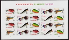 USPS Fishing Lures Sheet of 20 Forever Stamps - MNH (5965a)