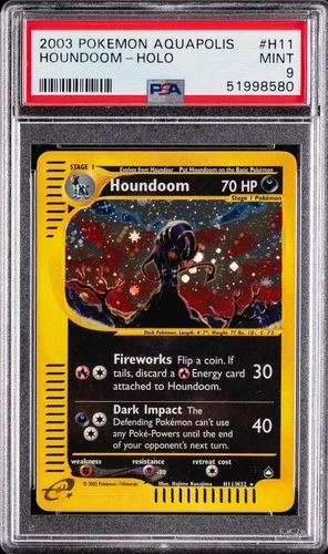 2003 POKEMON AQUAPOLIS #H11 HOUNDOOM-HOLO PSA 9