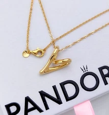 NEW 100% Authentic PANDORA ESSENCE Gold O Shape Heart Pendant Necklace 363272C00
