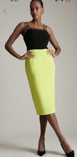 Karen Millen Black and Lime Midi Pencil Party Occasion Evening Strappy Dress 10