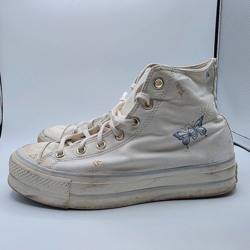 Converse Chuck Taylor All Star Lift Hi Tiny Tattoos Womens Size 10 White Shoes - Picture 13 of 13