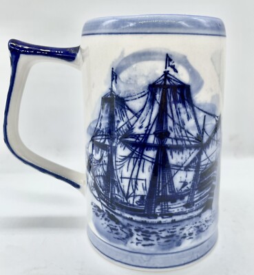 16oz. Royal Delft Hand-painted Sailing Ship Stein Mugs