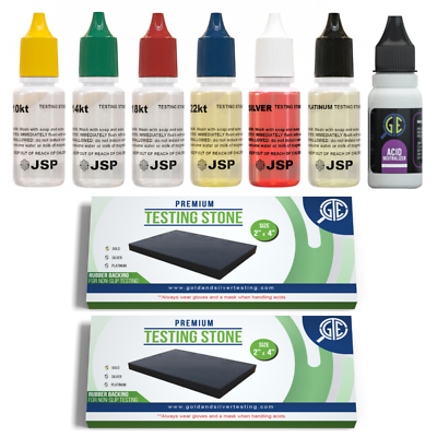 #ad Gold Silver 10K 14K 18K 22K 24K Jewelry Tester Kit JSP Neutralizer Acid Metals $34.97