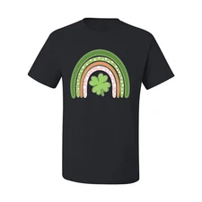 Cute Rainbow with Shamrock St Patricks Day Men Graphic Tshirt