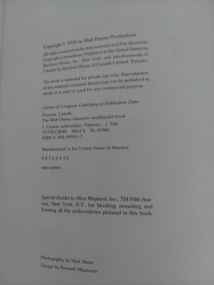 Vintage 1976 Walt Disney Characters Needlepoint Hardcover with Dust Jacket Book - Image 4 of 4