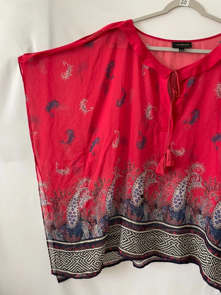 Traje de baño Lane Bryant para mujer rojo boho cachemira cubierta de playa talla 18/20 Foto 4 de 4