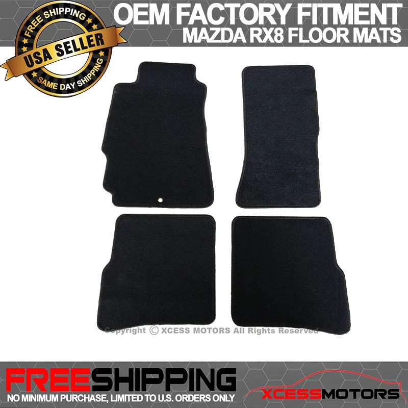 Fits 04-12 Mazda RX8 4Dr OE Factory Fitment Floor Mats Carpet Black Nylon 4PCS - Imagem 3 de 3
