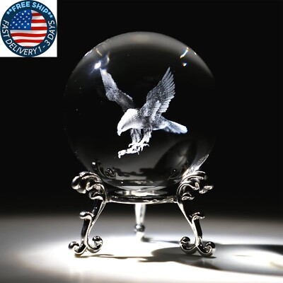 Pisapapeles de cristal con forma de águila calva grabada con láser 3D de 60 mm