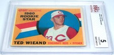 1960 Ted Wieand Topps Rookie Star Card #146 Set Break Graded BVG 5 EXCELLENT. rookie card picture