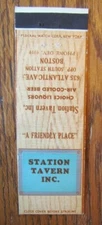 BOSTON, MASSACHUSETTS FEDERAL MATCHBOOK COVER: STATION TAVERN EMPTY MATCHCOVER D