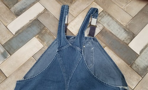 Carhartt RO8 DNM Bib Overalls Blue Denim Size: 54x32 Work Wear - Picture 10 of 14