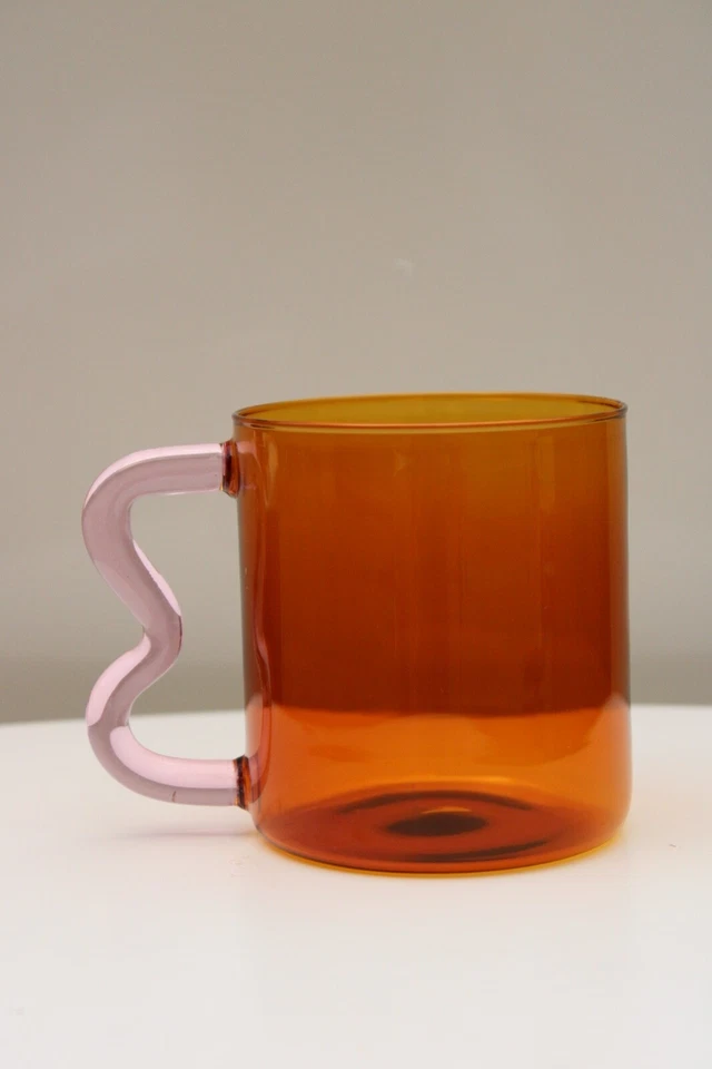 Taza de cristal con mango colorido único diseño moderno Foto 4 de 4
