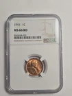 1951 NGC MS 66 RD LINCOLN CENT