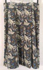 Vintage 100 Silk 90s Anna  Frank Dark Green Floral Palms Ankle Length Skirt L