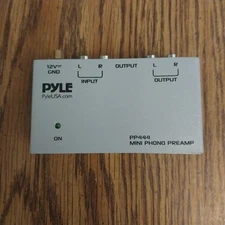 Pyle PP444 Mini Phono Audio Preamp Silver No Power Cord Untested
