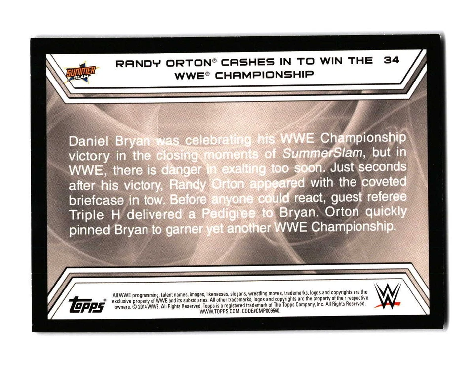 2014 Topps WWE Road to Wrestlemania Randy Orton 34 - Image 2 of 2