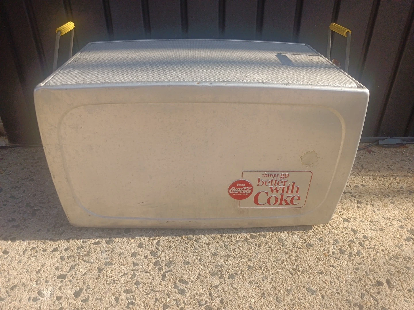 VTG 50’s Things Go Better With Coke Aluminum Progress Refrigerator Co. Cooler
