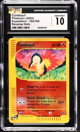 Cyndaquil 104/165 2002 Pokémon Expedition Reverse Holo Rev Foil CGC 10