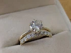 2.50Ct Round Moissanite Wedding 14K Yellow Gold FN Solitaire Ring Set