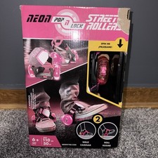 Neon Pop N Lock Street Rollers Pink Light-Up Heel Skates   Kids 6  Max 110 lbs