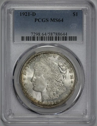1921-D Morgan Silver $1 Dollar PCGS MS 64