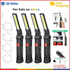 LED Work Light Cob Rechargeable 4 Pack Magnetic Hook 5 Modes for Repair