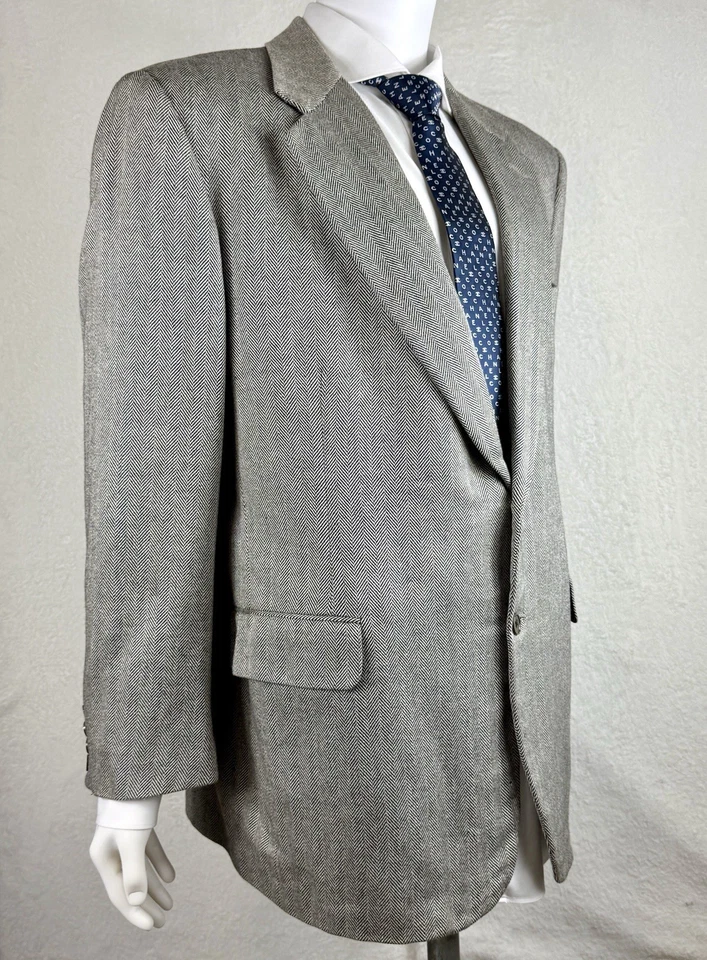 Neiman Marcus Hombre Cashmere Gris Espiga DB Traje Chaqueta Talla 46 Regular Usado en Excelente Condición Foto 2 de 4