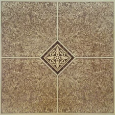 Brown Beige Vinyl Floor Tile 20 Pcs Adhesive Flooring - Actual 12'' x 12''
