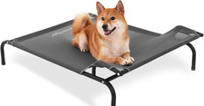 Sweetnight Elevated Dog Bed with Headrest for Large Dogs  Waterproof L, Grey