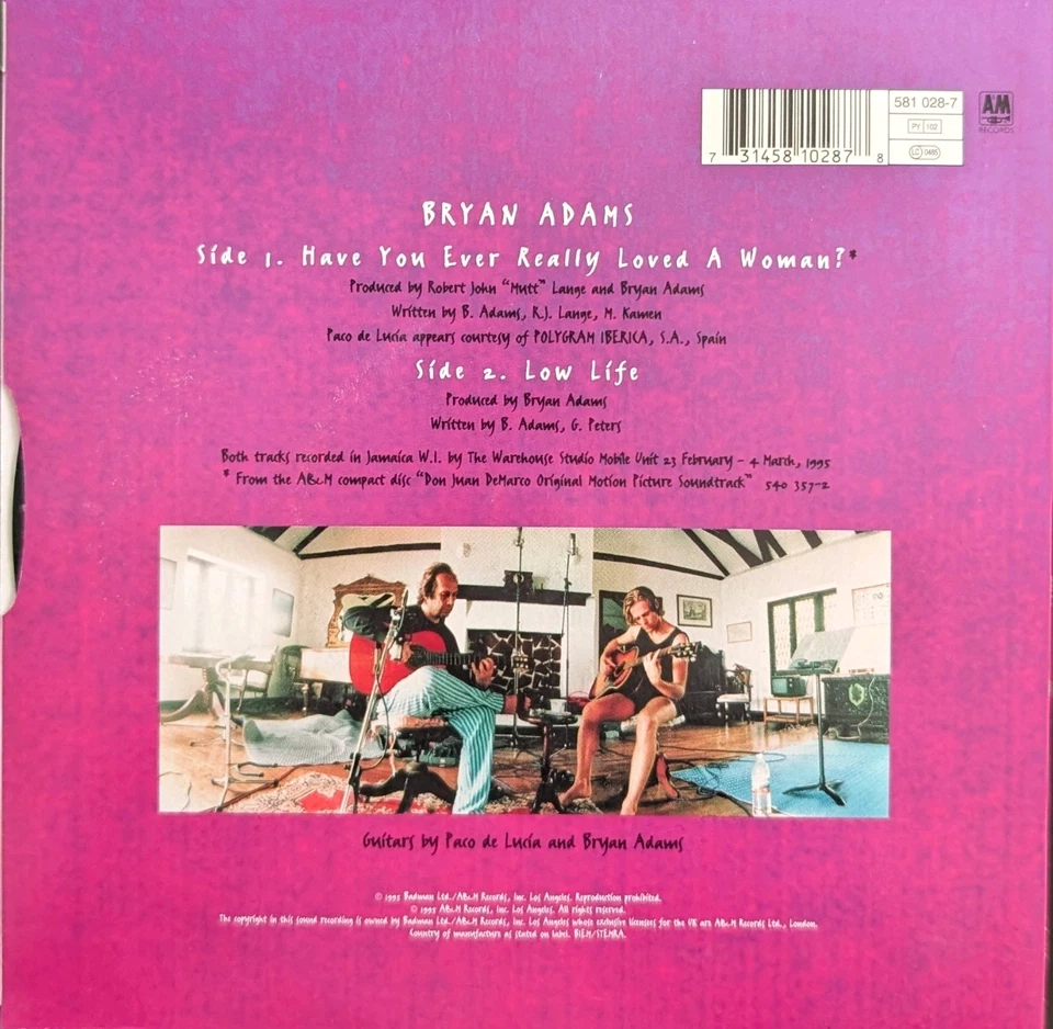 Bryan Adams Have You Ever Really Loved A Woman Vinyl Record VG+/VG+ 581028 1995 — 第 2/2 张图片