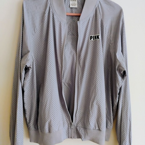 Victoria's Secret Pink Nation Gray Windbreaker Track Hiking Tennis Jacket LARGE - Picture 4 of 12