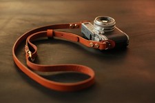 Handmade Brown Leather Camera Strap   Full-Grain Adjustable Vintage Neck Strap